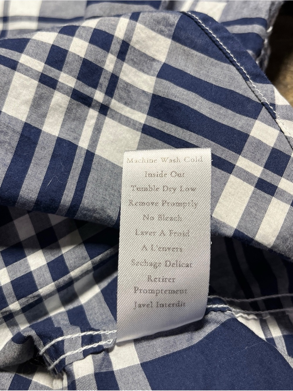 Frank & Eileen Eileen Italian Cotton Shirt Women’s Large Navy Plaid Relaxed EUC - Picture 6 of 11